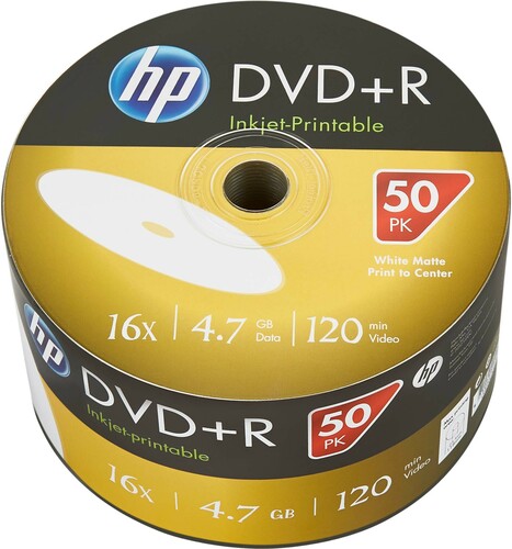 HP DVD+R 4.7GB/120Min Bulk Pack (50 Disc) HP DRE00070WIP(VE50)