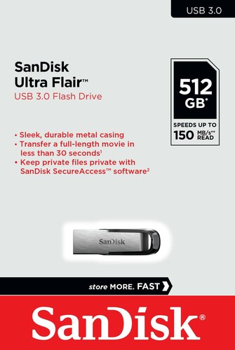 Sandisk USB 3.0 Stick 512GB Sandisk,Ultra Flair SDCZ73-512G-G46