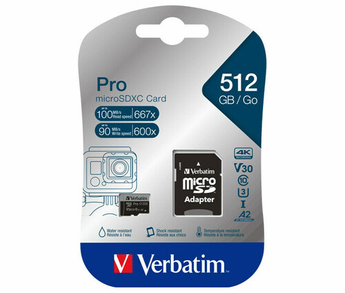 Verbatim microSDXC-Card 512GB (R)100MB/s,(W)90MB/s 47046 Verbatim microSDXC-Card 512GB (R)100MB/s,(W)90MB/s 47046