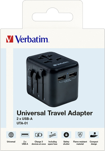 Verbatim Ladeadapter Univers-Travel UTA-01,100-250V 49543