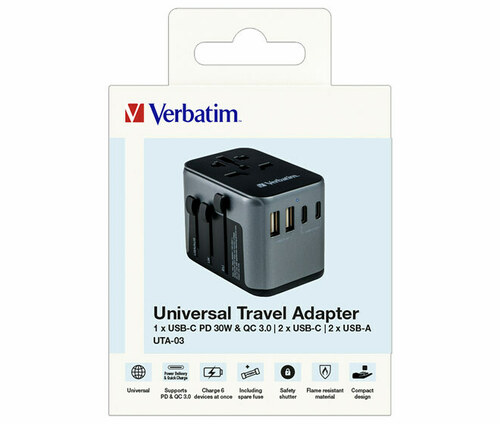 Verbatim Ladeadapter Univers-Travel UTA-03,100-250V 49545