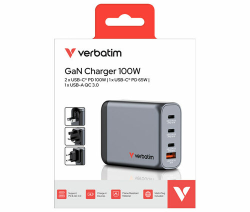 Verbatim Ladeadapter Universal GNC-100,GaN,100W,gr 32202 Verbatim Ladeadapter Universal GNC-100,GaN,100W,gr 32202