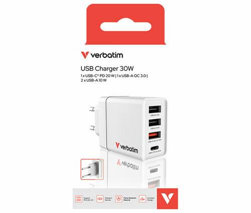 Verbatim Ladeadapter CHR-30EU2,30W,GaN 49701 weiß