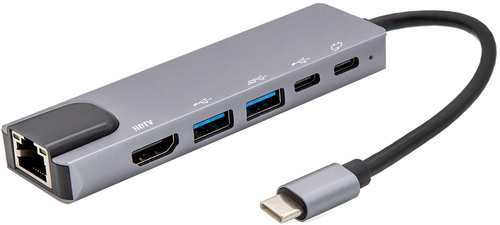 E+P Elektrik USB-C Multiport-Adapter 6-fach MPA6 sw/sdi