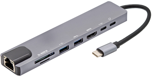 E+P Elektrik USB-C Multiport-Adapter 8-fach MPA8 sw/si