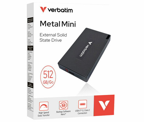 Verbatim SSD 512GB USB 3.2 Typ A-C Metal Mini 32030 Verbatim SSD 512GB USB 3.2 Typ A-C Metal Mini 32030