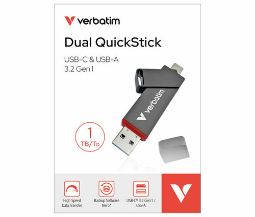 Verbatim USB 3.2 Stick 1TB Dual, QuickStick 32043 Verbatim USB 3.2 Stick 1TB Dual, QuickStick 32043