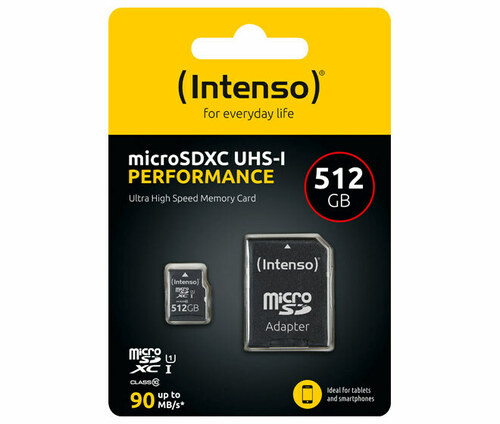 Intenso microSDXC Card 512GB (R)90MB/s,(W)10MB/s 3424493