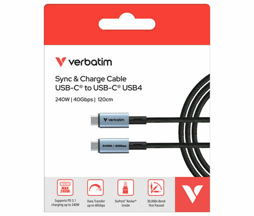 Verbatim Ladekabel USB-C/USB-C 1.2m, schwarz 31847
