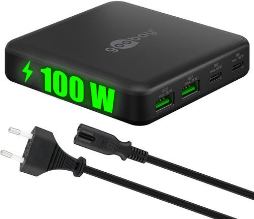 Goobay Multiport-Tischladegerät USB-C PD GaN,100W,sw 70764 Goobay Multiport-Tischladegerät USB-C PD GaN,100W,sw 70764