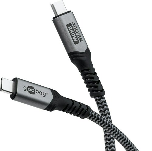 Goobay USB-C-Kabel m.Textilmantel USB4,240W,0,5m 74210