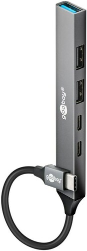 Goobay Slim 4-Port USB-Hub USB-C>USB-C/USB-A 74460 Goobay Slim 4-Port USB-Hub USB-C>USB-C/USB-A 74460