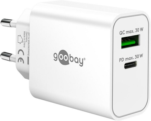 Goobay Dual-Schnellladegerät USB-C PD GaN,30W,ws 75336 Goobay Dual-Schnellladegerät USB-C PD GaN,30W,ws 75336