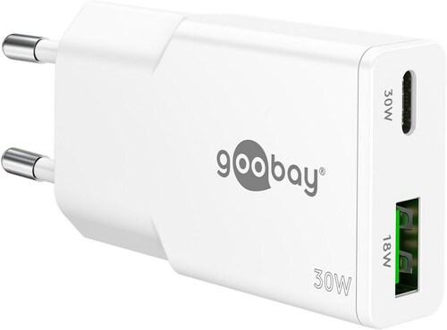 Goobay Dual-Schnellladegerät Slim USB-C PD GaN,30W,ws 75738 Goobay Dual-Schnellladegerät Slim USB-C PD GaN,30W,ws 75738