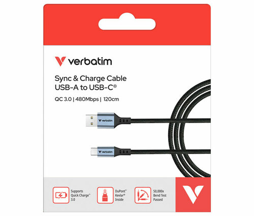 Verbatim Ladekabel USB-A/USB-C 480Mbit/s,bis18W 31843 Verbatim Ladekabel USB-A/USB-C 480Mbit/s,bis18W 31843