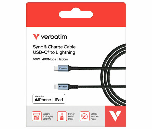 Verbatim Ladekabel USB-C/Lightning 60W 31844 Verbatim Ladekabel USB-C/Lightning 60W 31844