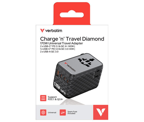 Verbatim Ladeadapter ChargenTravel 1xUSB-AQC,3xUSB-C 30190