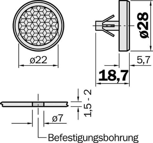 Sick Reflektor für Bleche 22mm steckbar PL22-3