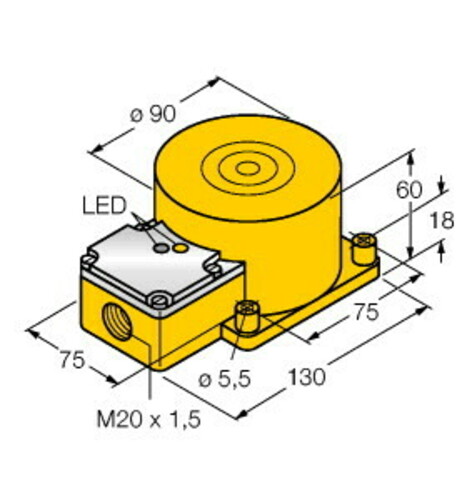 Turck Sensor induktiv NI60-K90SR-FZ3X2