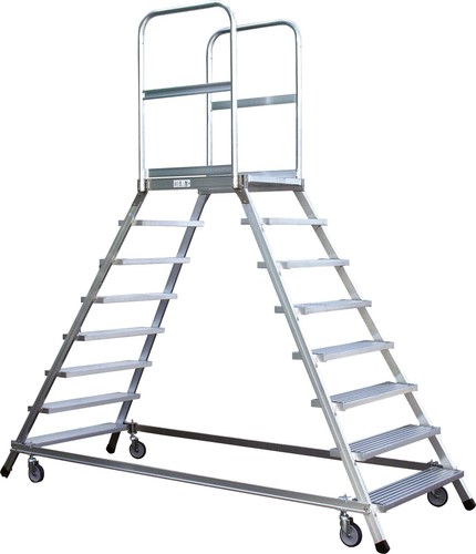 ILLER-LEITER Podestleiter fahrbar beidseit.2x4 Alu-St. 46394