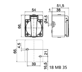 Bals Elektrotech. Schutzkont.-Wandsteckdose 16A 3p 230V 724