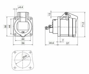 Bals Elektrotech. Anbausteckdose gerade 16A 3p 230V 6h IP44 13646