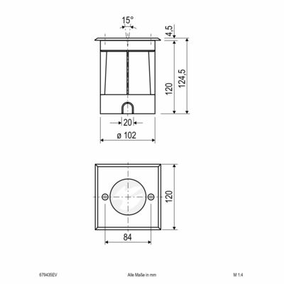 EVN Lichttechnik Bodeneinbauleuchte quadr. IP67-GU10 35W/230V 679435EV