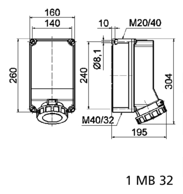 Bals Elektrotech. Wandsteckdose abschaltbar verriegelt 63A 5p 4 16072