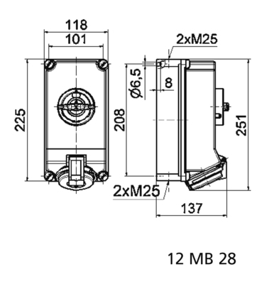 Bals Elektrotech. Wandsteckdose abschaltbar verriegelt 32A 3p 16450