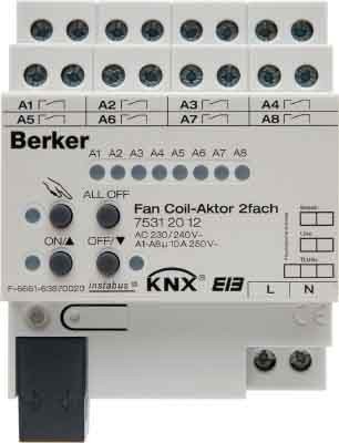 Berker Fan Coil-Aktor 2-fach ch 10 A Schließer, Hand, Sta 75312012