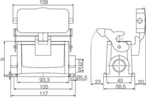 Weidmüller Steckverbinder-Gehäuse HDC 16B SDLU 2PG21G