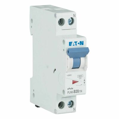 Eaton Leitungsschutzschalter 20A, 1p+N,Steckkl. B PLN6-B20/1N-DE