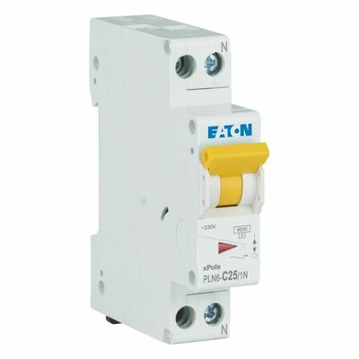 Eaton Leitungsschutzschalter 25A, 1p+N,Steckkl. C PLN6-C25/1N-DE