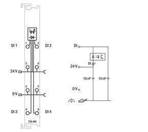 WAGO GmbH & Co. KG 4-Kanal-Digitaleingang DC 24 V,3 ms,lgr 750-408/025-000