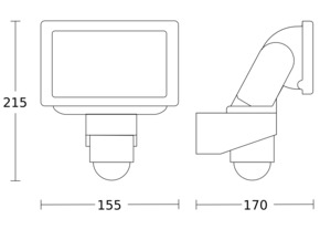 Steinel Sensor-LED-Strahler 176 x 155 x 210 mm LS 150 S SW 4000K