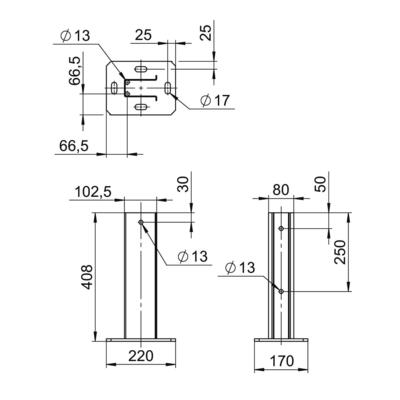 OBO Bettermann Vertr Standfuß für Betonfundamen t 220x170x408 Stahl SF 400 FT