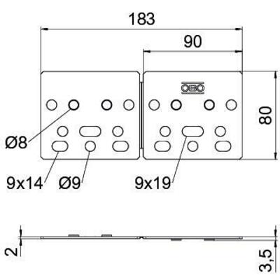 OBO Bettermann Vertr Unterlegplatte für Dachhaken 183x80 UP DH