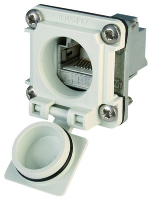 Telegärtner Einbauflansch IP67 mit AMJ-Modul Cat.6+ 100022952