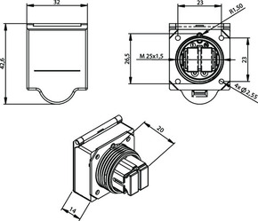 Telegärtner LWL-Flanschkupplung MM 2xSC+2Cu, IP67 100007291