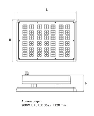 Abalight LED-Flächenstrahler 4000K 1-10V QUADRO-200-840-V80CG