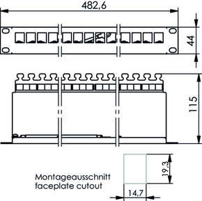 Telegärtner 19Z.-Modulträger schwarz Cat.6 inkl.24xAMJ-Mod.1HE AMJ-Mod 24PP sw
