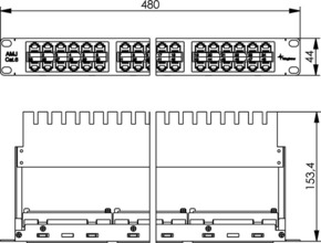 Telegärtner Durchführungspanel schwarz 48x AMJ-Kuppl. Cat6 100007040
