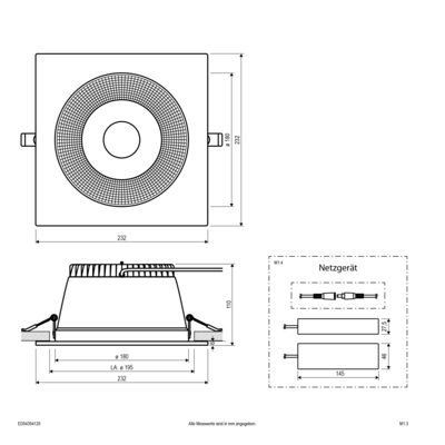 EVN Lichttechnik LED-Downlight mit Netzteil DALI ED54354125
