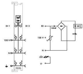 WAGO GmbH & Co. KG Digitale Eingangsklemme 2-Kanal AC120V 2-4Le 750-406