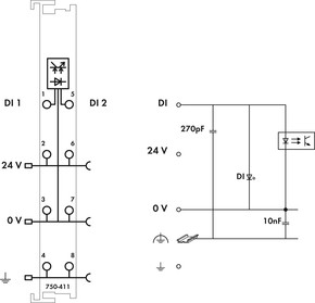 WAGO GmbH & Co. KG Digitale Eingangsklemme 2-Kanal DC24V 0.2ms 750-411