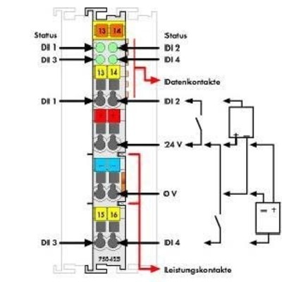 WAGO GmbH & Co. KG Digitale Eingangsklemme 4-Kanal AC/DC24V 2Le 750-423