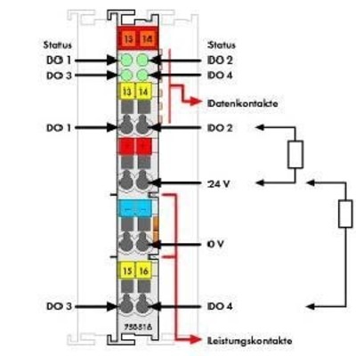 WAGO GmbH & Co. KG Digitale Ausgangsklemme 4-Kanal 24VDC 0.5A 750-516