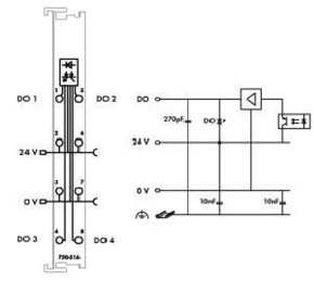 WAGO GmbH & Co. KG Digitale Ausgangsklemme 4-Kanal 24VDC 0.5A 750-516