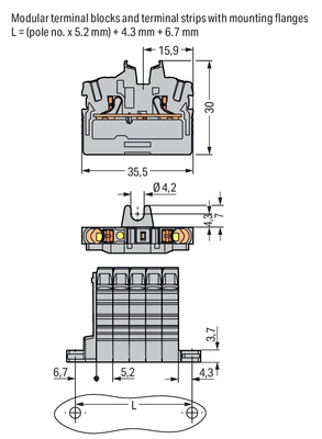 WAGO GmbH & Co. KG 2-LeiterMini-Durchgangskl. Drücker,2,5 mm²,or 2252-302