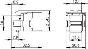 Telegärtner USB-Keystone f-f Typ A RAL9003 100023178